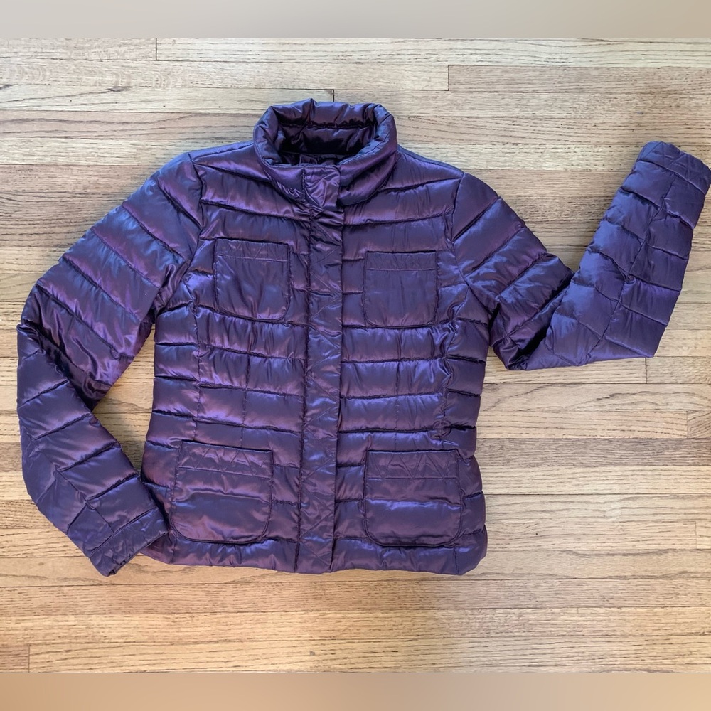 Lands End Burgundy Lightweight Puffer Jacket (Small)